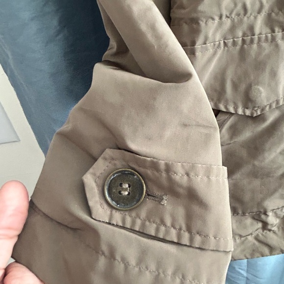 London Fog Woman’s  Beige Military Jacket style - size large- hood, pockets- - Picture 2 of 16